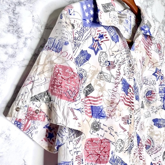 Allison Daley 90s Patriotic Americana Textured Button Up Shirt Women’s 16P - Picture 8 of 14